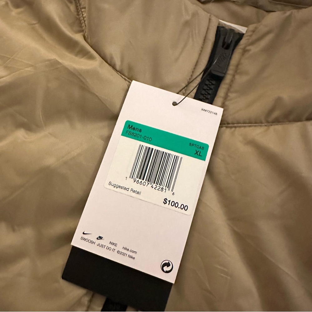 Nike Therma-FIT Windrunner Men's Midweight Puffer Vest | XL | Black & Khaki NEW - Picture 3 of 4